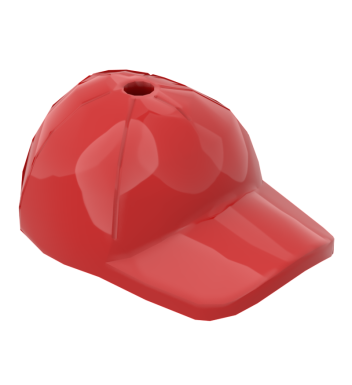 Minifig Hat / Cap Short Curved Bill with Seams and Hole on Top #11303 Red