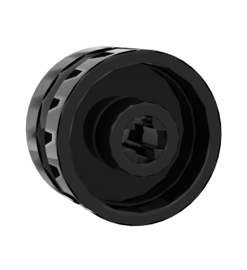 Wheel 18mm D. x 12mm With Axle Hole And Stud, Solid Brake Rotor Lines #18976 Black