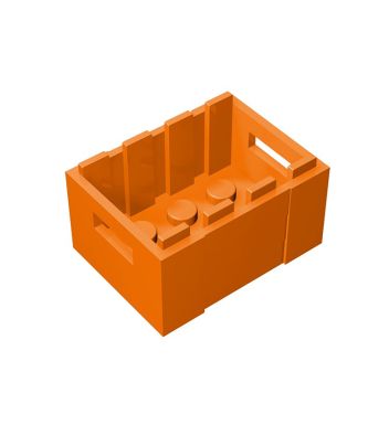 Container, Crate 3 x 4 x 1 2/3 with Handholds #30150 Orange