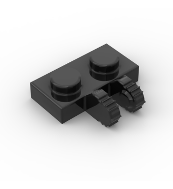 Hinge Plate 1 x 2 Locking with 2 Fingers on Side, 7 Teeth #50340 Black